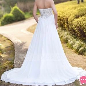 Empire Sweetheart Court Train Wedding Dress